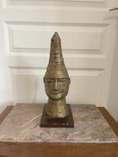 Ancien Sculpture Bronze Art Africain Tête Reine Mère Ifé Dahomey Bénin 38cm Mali