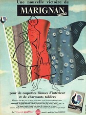 Publicité Advertising 1019 1958  nouvelle victoire Marignan tissu blouse tablier