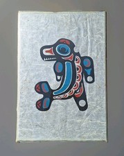 Sérigraphie Animal Tableau Vintage  art amérindien "Killer Whale". Canada