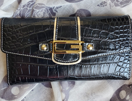Guess logo wallet shiny - guess, black