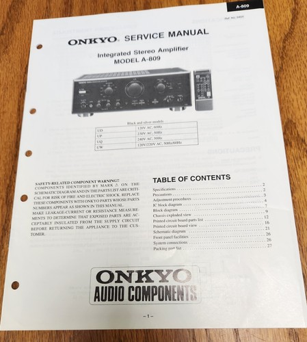 Onkyo 809 amplifier service - onkyo,