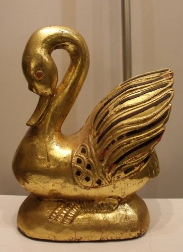 Cygne bois doré - en, orné