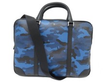 NEUF SACOCHE MONTBLANC PORTE DOCUMENTS EN CUIR CAMOUFLAGE BLEU BRIEFCASE 1010€