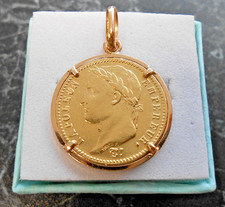 Pendentif  en or 18K  20 Francs Napoleon Premier  1813   poincon  750