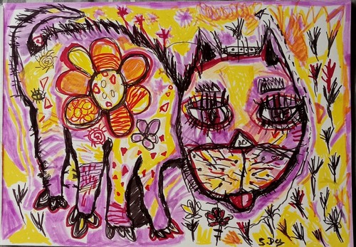 Tableau peinture art brut - art,