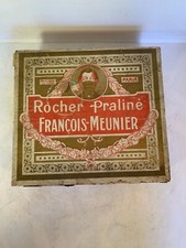 ANCIENNE BOITE PUBLICITAIRE FRANCOIS MEUNIER PARIS ROCHER PRALINE
