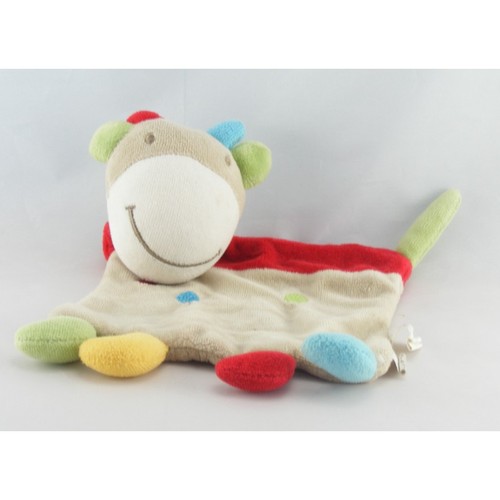 Doudou plat vache - beige, rouge