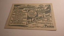 1905.Trade card publicité accessoires écurie Lenoble (cheval animaux jouet)..z
