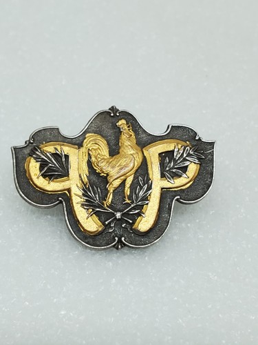Ancienne broche médaille coq - ancienne,