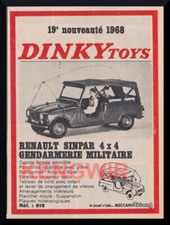 PUBLICITE AD  DINKY TOYS  Renault Sinpar 4 x 4  militaire   Vintage 1968 PUB