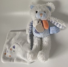 5582?DOUDOU ET COMPAGNIE Ours Blanc Mouchoir Rayé Bleu Les Gommettes