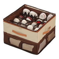 Boîte de Rangement à Chaussures Pliable avec Couvercle Plusieurs Compartiments