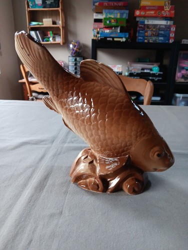 Ceramique poisson carpe marron - ceramique,