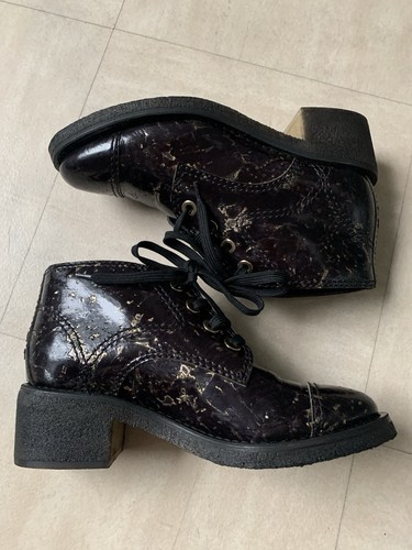 Boots chanel cuir noir doré - boots,