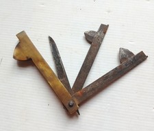 Flamme de vétérinaire ancienne,"Pelaudeix", couteau de saignée, en corne