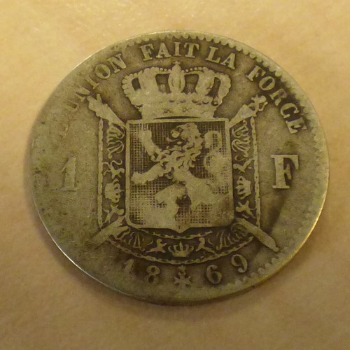 Belgium franc 1869 leopold - belgium, 1