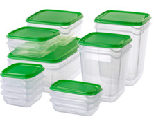 Ensemble de 17 récipients alimentaires IKEA PRUTA, transparents/verts, articl...