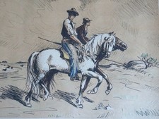 LA PROVENCE DES PEINTRES-GUSTAVE VIDAL (1895-1966)-LITHOGRAPHIE, "LES GARDIANS"-