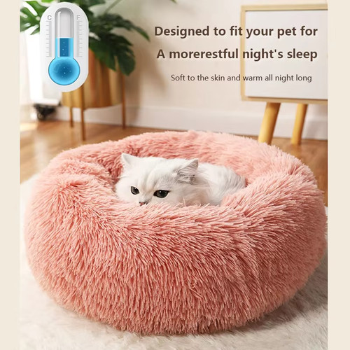 Lit rond peluche chien chat - lit,