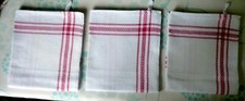 3 anciens torchons damassé liteaux rouges 63 x 73 cm