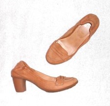PATAUGAS mocassins cuir daim camel P 36½ TBE