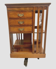 Bibliothèque Tournante En Acajou A Plateau Marqueté XX Siècle