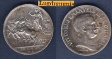 Italie - 1 Lire Lira 1917 TTB  Vittorio Emanuele III - Argent Silver Italy
