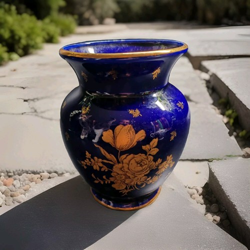 Petit vase gien bleu nuit - petit,