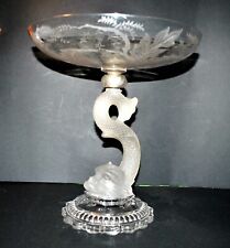 BACCARAT Centre de table compotier poisson Dauphin coupe CRISTAL gravé 1897