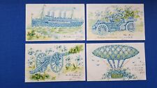 4 cartes postales anciennes fantaisies 1904 reliefs