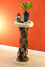 Table D'Appoint Tabouret à Fleurs Acacia Bois Support de Massif Chevet Naturel