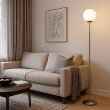 Lampe Sur Pied Lampe À Boule Chromée En Verre Métal Cristal E27 154,5 Cm