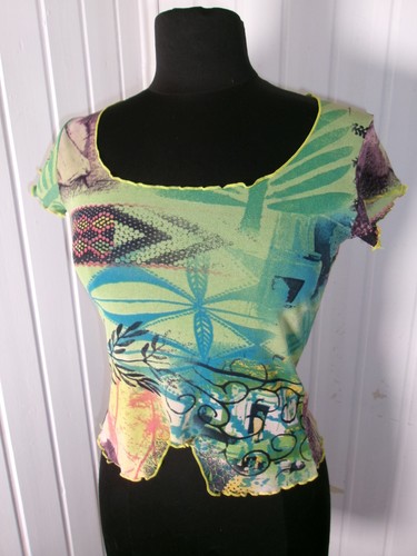Vintage top tee shirt coloré - vintage,