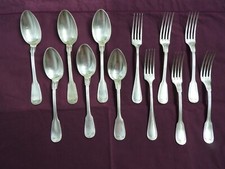 ancien couvert de table 6 cuillères 6 fourchettes métal argente L*S 84g MENAGERE