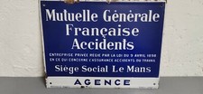 Plaque émaillée mutuelle générale française accidents 