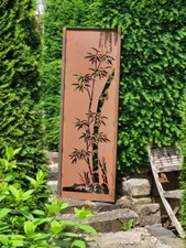 Paravent en rouille noble bambou sur pierre stèle de jardin brise-vue panneau...