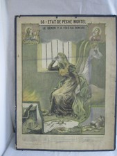 PLANCHE LITHOGRAPHIE RELIGIEUSE N°56/55 ETAT DE PECHE MORTEL ETAT DE GRACE