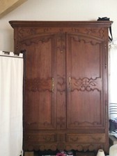 ANCIENNE ARMOIRE LORRAINE EN CHÊNE 3 étagères ou penderie 2 Tiroirs Très Belle !