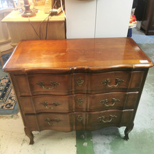 COMMODE Basse Type ARBALETE Bois Sculpté 3 Tiroir Mobilier Rangement 29MAG 22/10