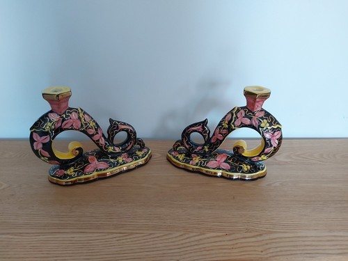 Bougeoirs faïence polychrome - bougeoirs,