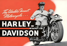 Affiche Harley-Davidson 1940s Vintage Motorcycle Art - 16x12/20x16/24x18/36x24