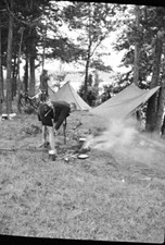 Négatif photo, Napola, groupe de jeunes campant dans la forêt, 5026-495/23
