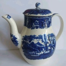 CAFETIERE ANCIENNE FAIENCE BLEUE FRANCAISE OU ANGLAISE H18,5cm XIX BLUE TRANSFER