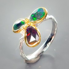 Bague mode bague opale noire