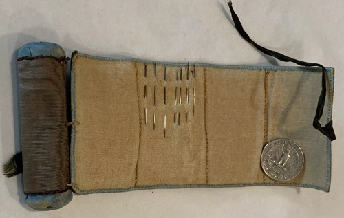 Antique rolled leather needle - antique,