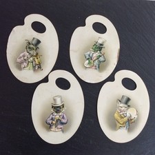 4 Anciens Chromos Découpis Palette de Peintre et Animaux Humanisés 1900