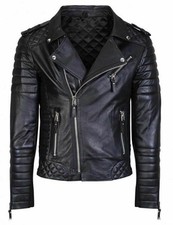 Blouson motard noir en cuir