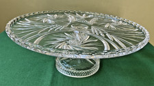 Ancien présentoir à gâteaux/coupe cristal avec pied pointes diamants - D : 30 cm