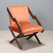 Fauteuil vintage bois - bois, tissu