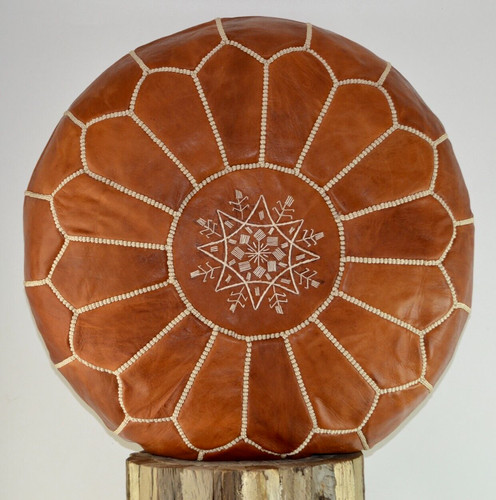 New leather ottoman boho - ottoman,